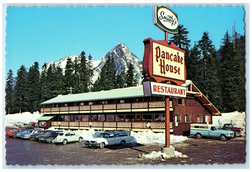 Smitty's Pancake House Restaurant Cars Snoqualmie Pass Washington WA Postcard