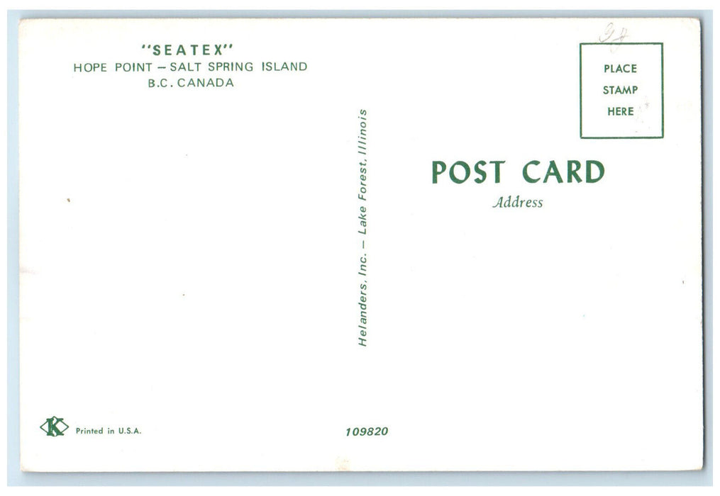 c1950's Seatex Hope Point Salt Spring Island British Columbia Canada Postcard