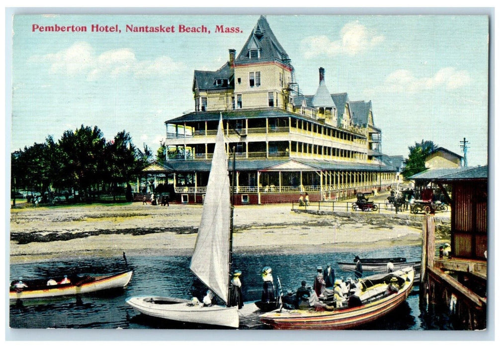c1910's Pemberton Hotel Boat Nantasket Beach Massachusetts MA Antique Postcard
