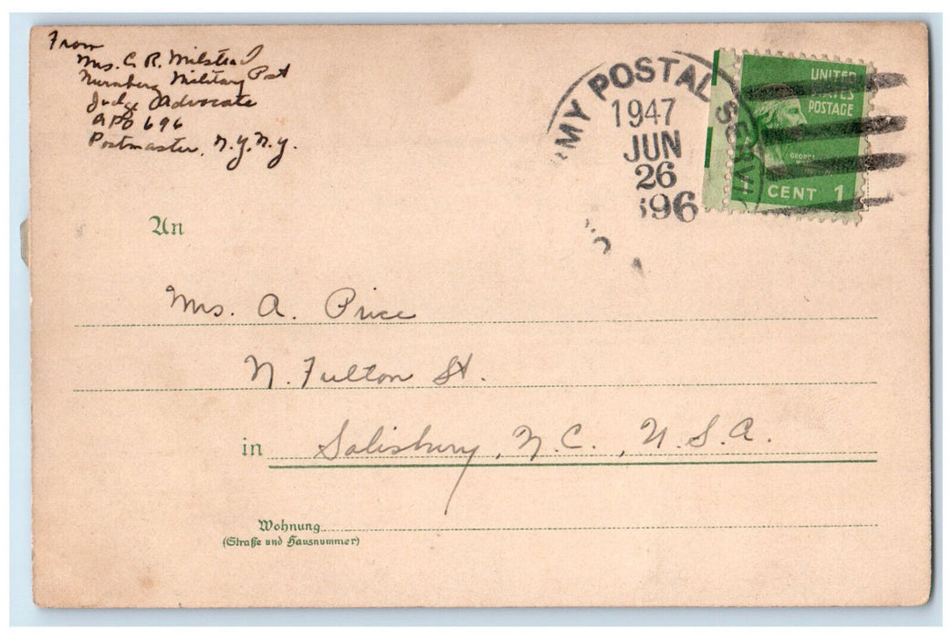 1896 Mountain Seen from the Train Station Oberammergau Germany APO Postcard