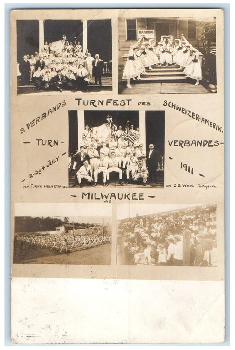 1911 Swiss-American Gymnastics Festival Milwaukee Wisconsin RPPC Photo Postcard