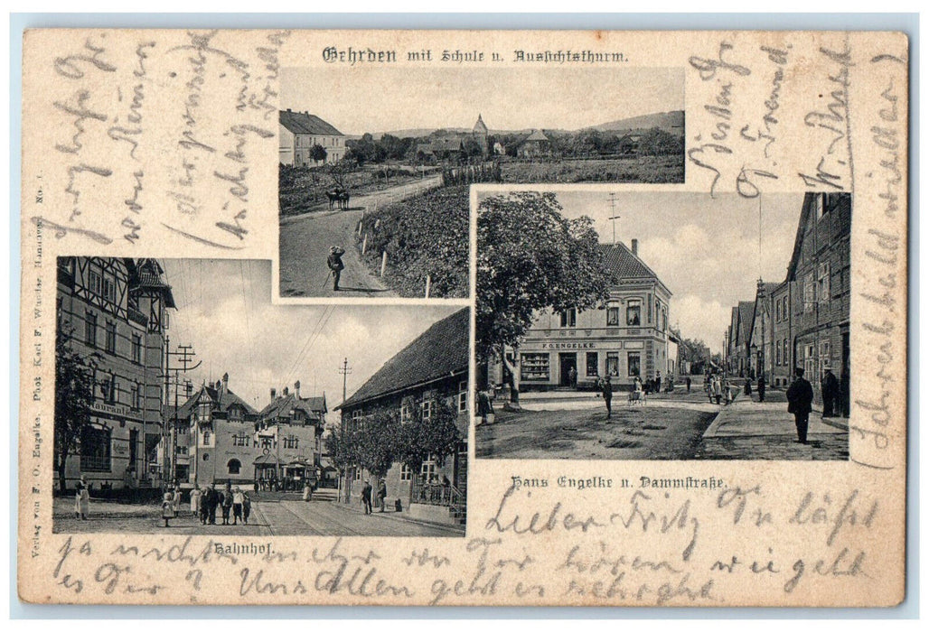 c1905 Authorities with School Observation Tower Germany Antique Postcard