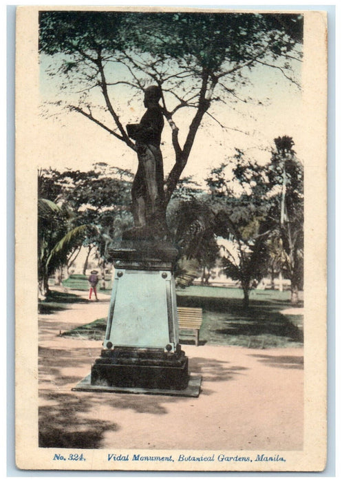 c1920's Vidal Monument Botanical Gardens Manila Philippines Antique Postcard