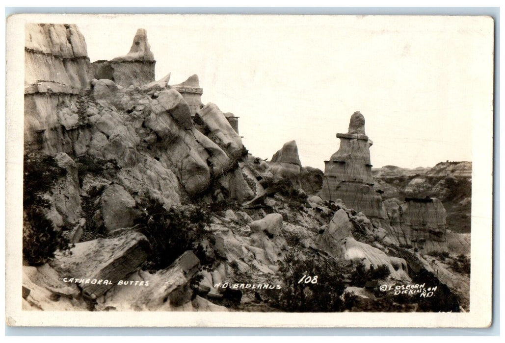 c1910's Cathedral Buttes Badlands North Dakota ND RPPC Photo Antique Postcard