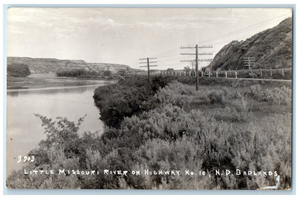 Little Missouri River On Highway Bandlands North Dakota ND RPPC Photo Postcard