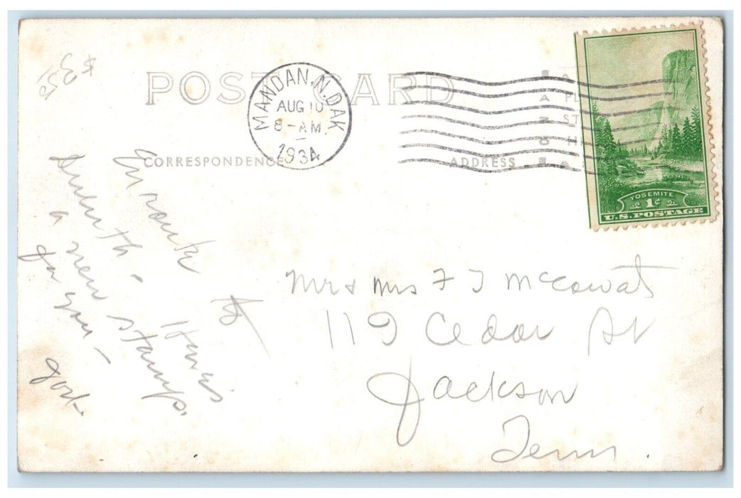 1934 View On Top Of Mountain Badlands Mandaan North Dakota RPPC Photo Postcard