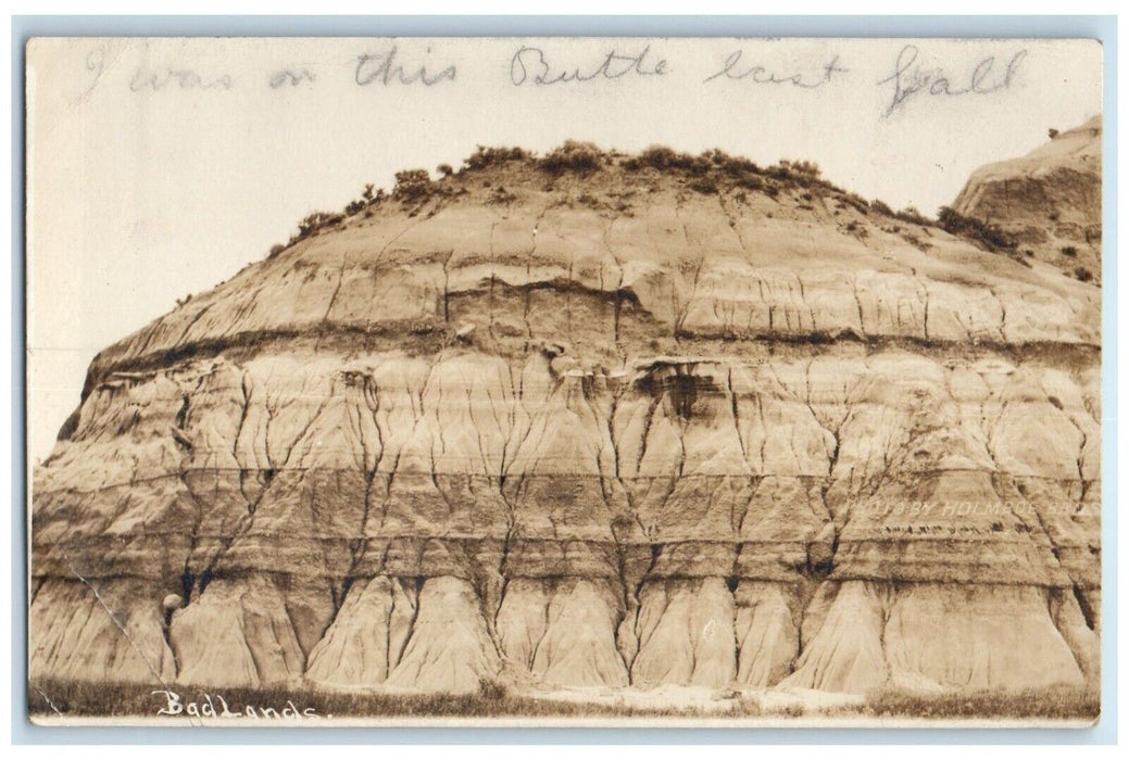 1909 View of Butte Badlands North Dakota ND RPPC Photo Posted Antique Postcard