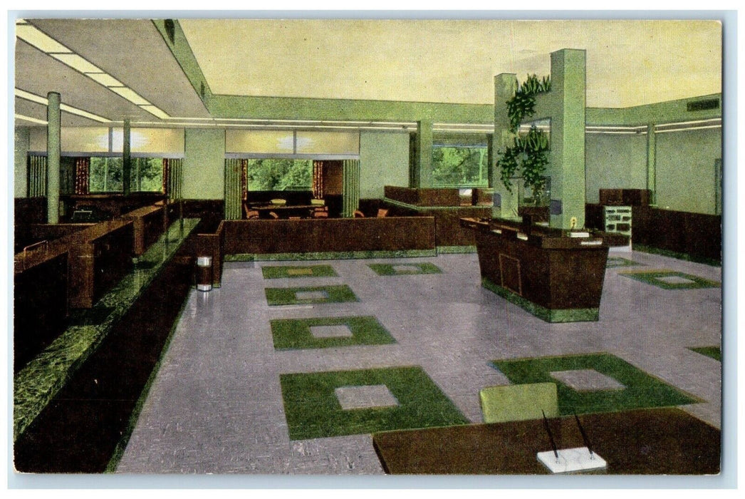 c1940 Part Main Lobby Wauwatosa State Bank Interior Wauwatosa Wisconsin Postcard