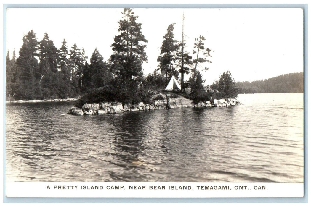 Pretty Island Camp Bear Teepee Temagami Ontario Canada RPPC Photo Postcard