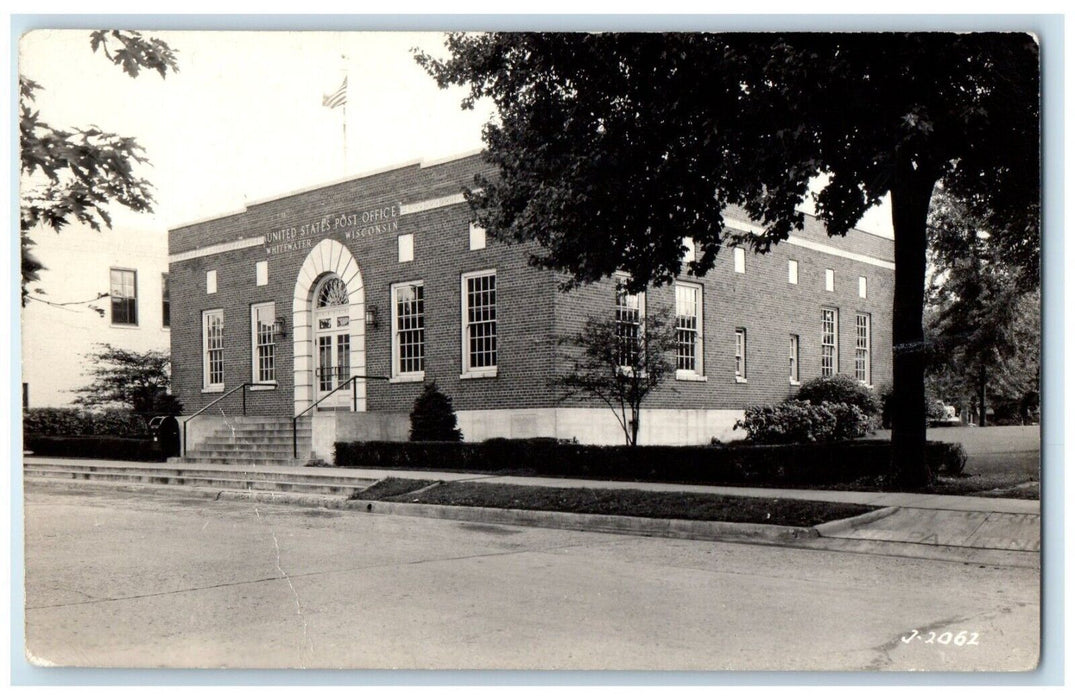 c1940's United State Post Office Whitewater Wisconsin WI RPPC Photo Postcard