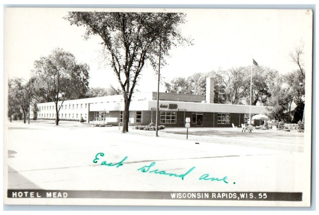 Hotel Mead East Grand Avenue Wisconsin Rapids Wisconsin WI RPPC Photo Postcard