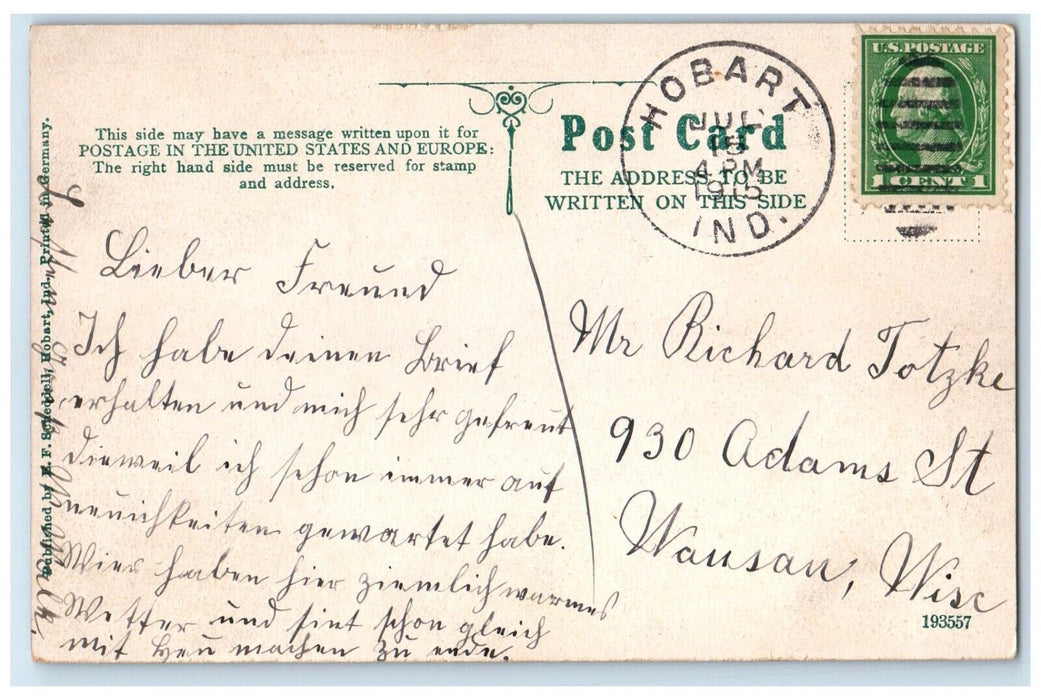 1915 Scenic View Devonshire Street Trees House Hobart Indiana IN Posted Postcard
