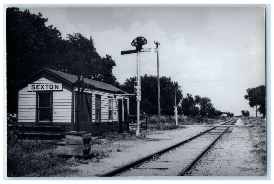 c1960's Sexton Train Depot Station Railroad Iowa IA Vintage RPPC Photo Postcard