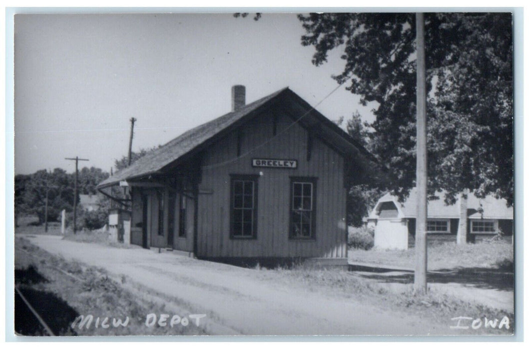 c1960's Milw Greeley Iowa IA Railroad Train Depot Station RPPC Photo Postcard