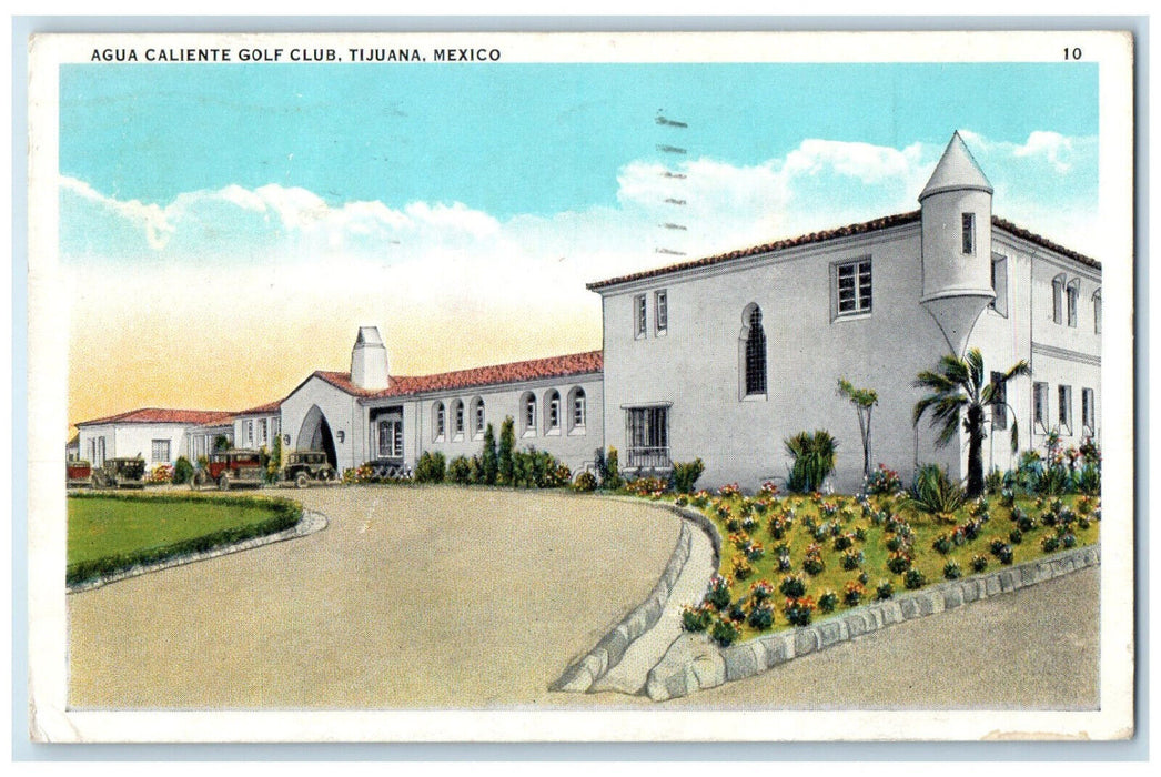 1937 View of Agua Caliente Golf Club Tijuana Mexico Posted Vintage Postcard