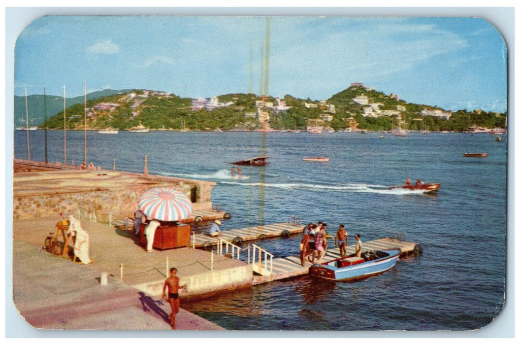 1964 Boat Landing Skis Club Acapulco Guerrero Mexico Vintage Posted Postcard