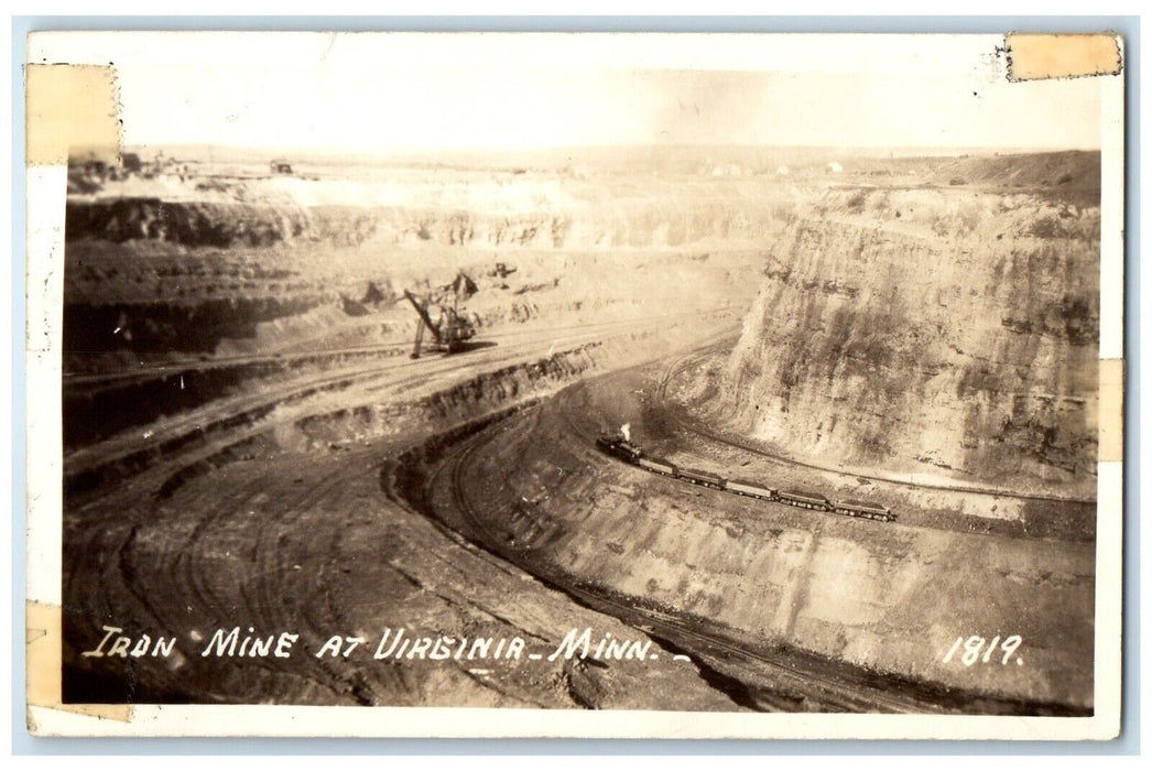 c1940's View Of Iron Mine At Virginia Minnesota MN RPPC Photo Vintage Postcard