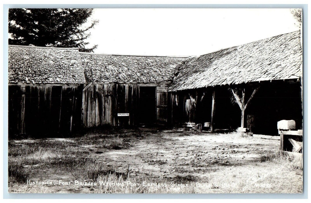 Historic Fort Bridger Wyoming Pony Express Stable Sanborn RPPC Photo Postcard