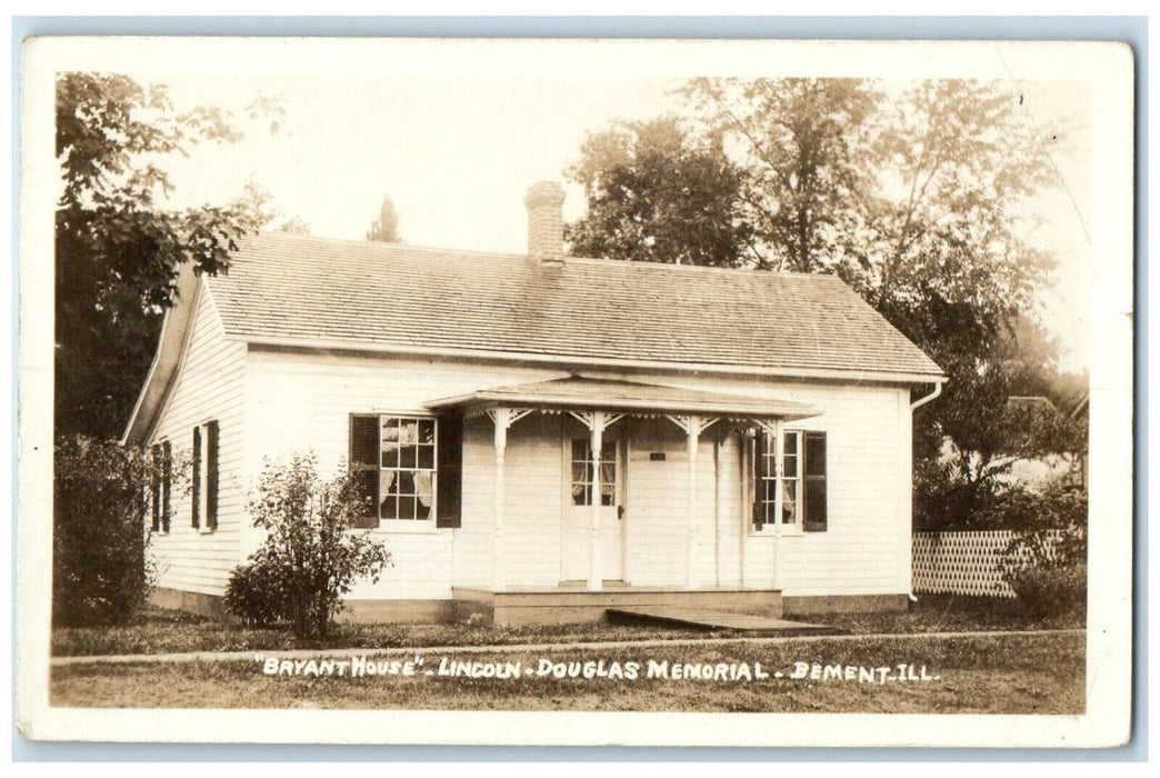 Bryant House Lincoln Douglas Memorial Bement Illinois IL RPPC Photo Postcard