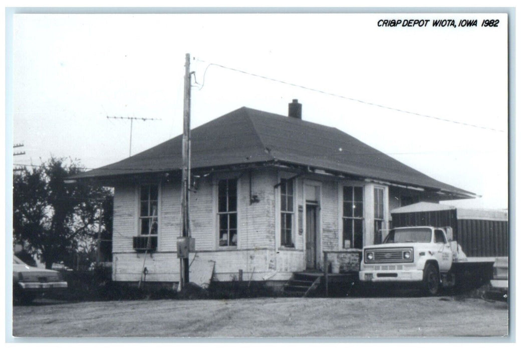 c1982 Cri&P Wiota Iowa Exterior Railroad Train Depot Station RPPC Photo Postcard