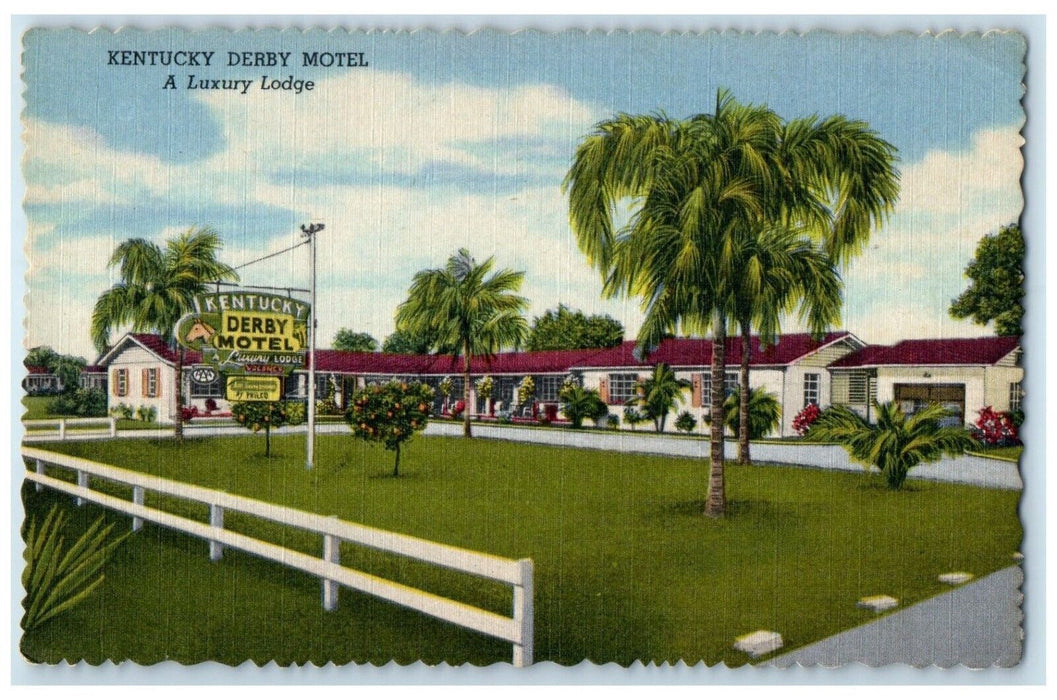 c1950's Kentucky Derby Motel Luxury Lodge St. Petersburg Florida FL Postcard