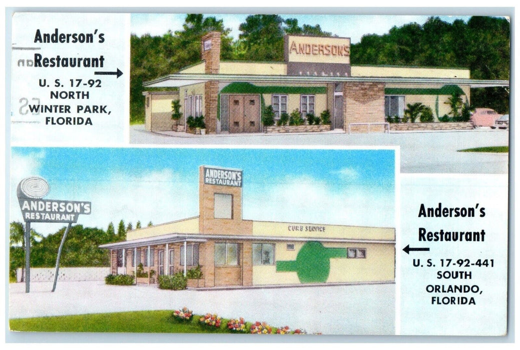 1961 Anderson's Restaurant North Winter Park Florida FL Norfolk VA Postcard
