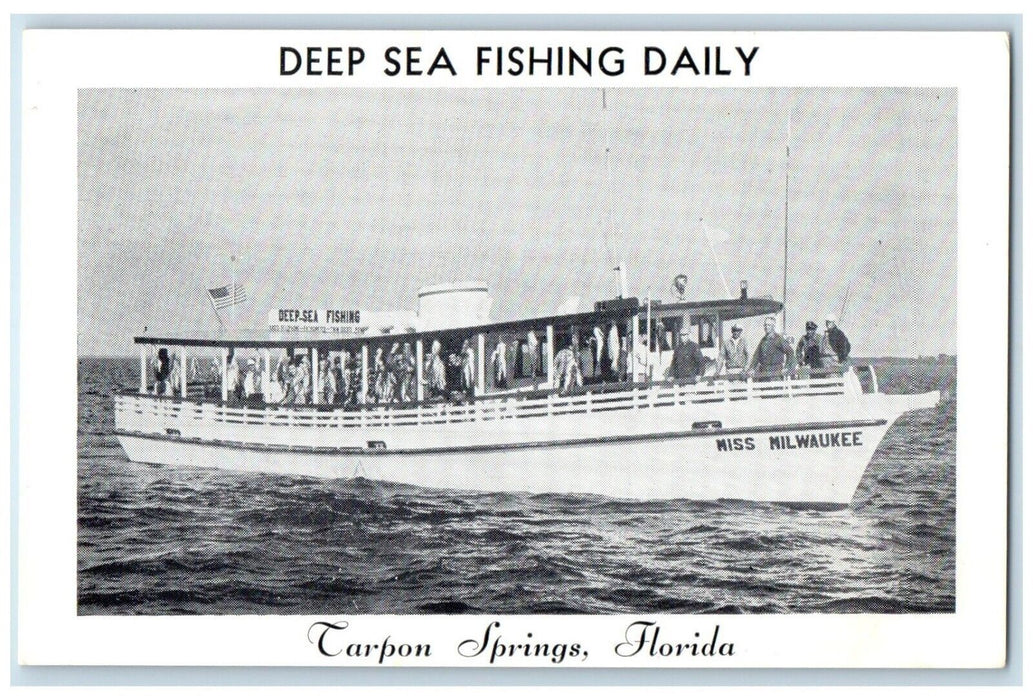 Deep Sea Fishing Daily Boat Miss Milwaukee Tarpon Springs Florida FL Postcard