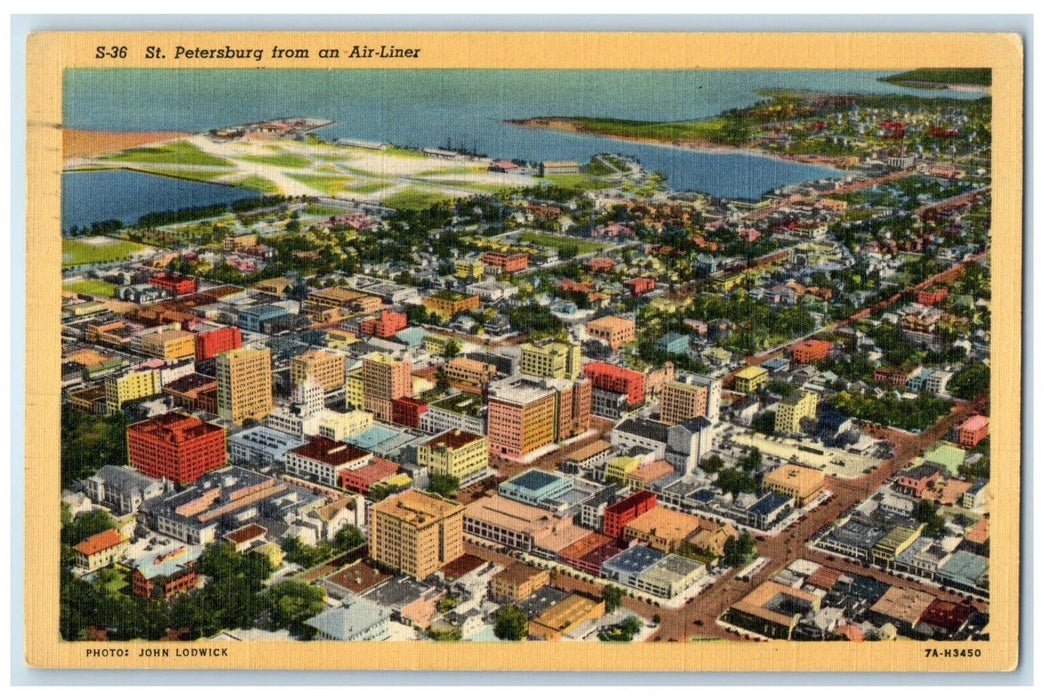 1948 Bird's Eye View Of St. Petersburg From An Air Liner Florida FL Postcard