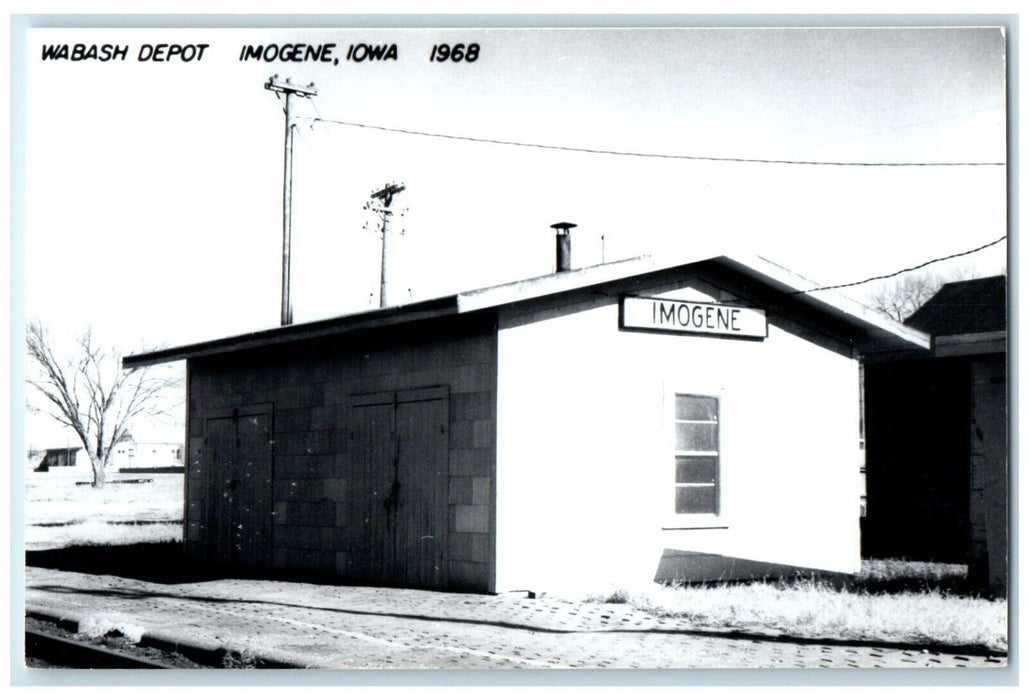 c1968 Wabash Depot Imogene Iowa Railroad Train Depot Station RPPC Photo Postcard