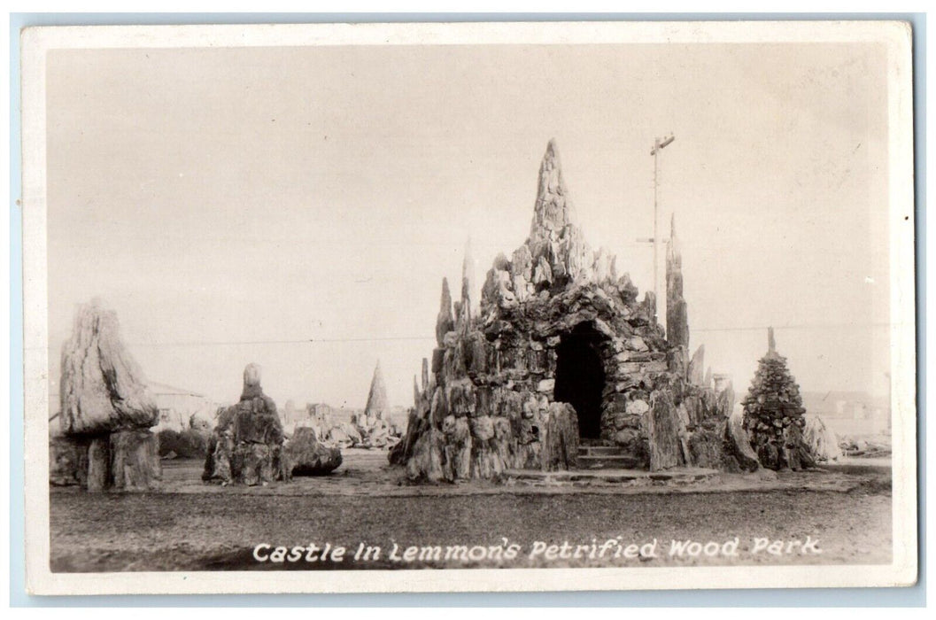 c1910's Castle In Lemmon's Petrified Wood Rack South Dakota RPPC Photo Postcard