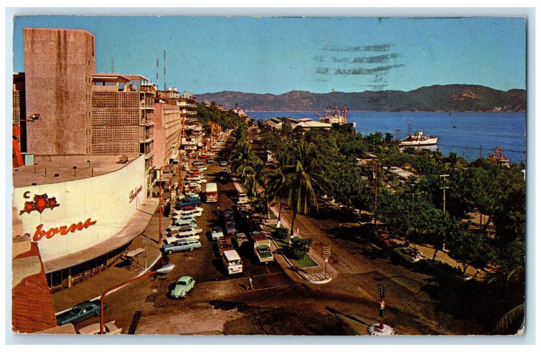 1967 Calzada Costera Acapulco Guerrero Mexico Vintage Posted Postcard