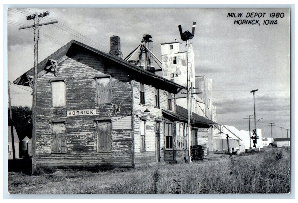 c1980 Milw Depot Hornick Iowa Railroad Train Depot Station RPPC Photo Postcard