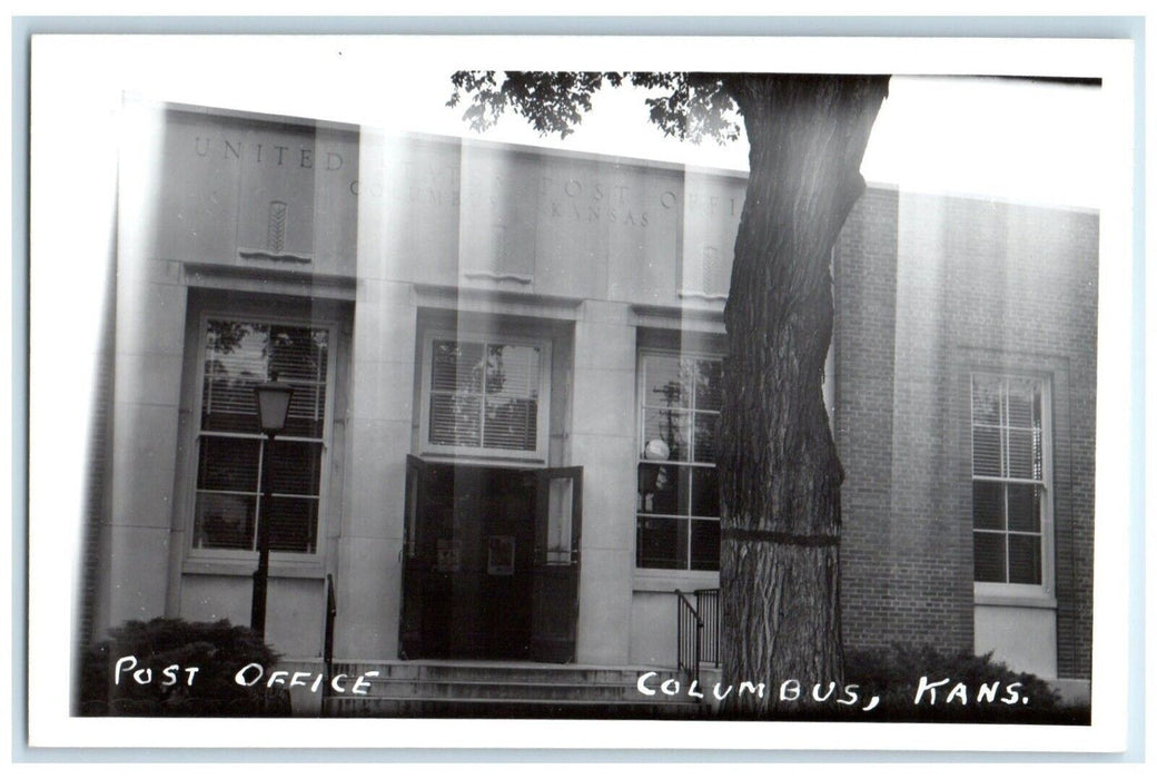 c1940's Post Office Columbus Kansas KS RPPC Photo Unposted Vintage Postcard