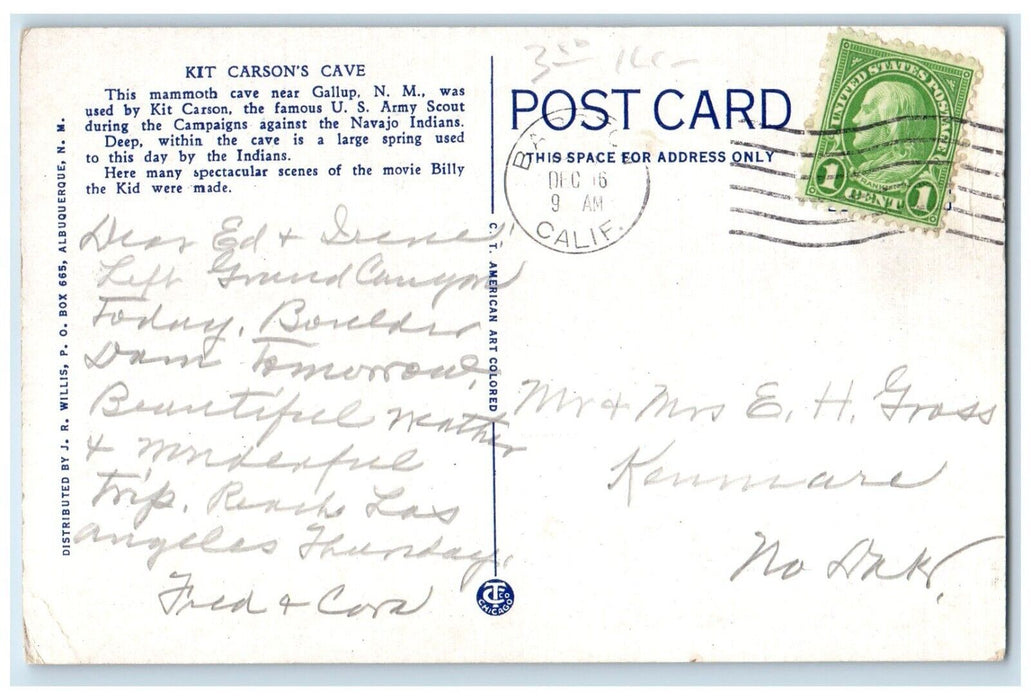 Kit Carson Cave c1920 Kit Carson Cave Mammoth Cave Gallup New Mexico NM Vintage Antiqu ...