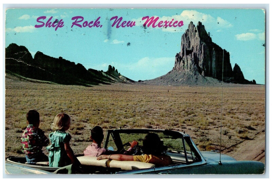 1977 Family Trip Classic Car Famous Ship Rock Northwestern New Mexico Postcard