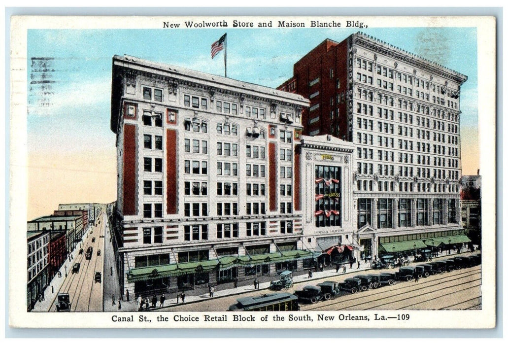 1928 New Woolworth Store Maison Blanche Building New Orleans Louisiana Postcard