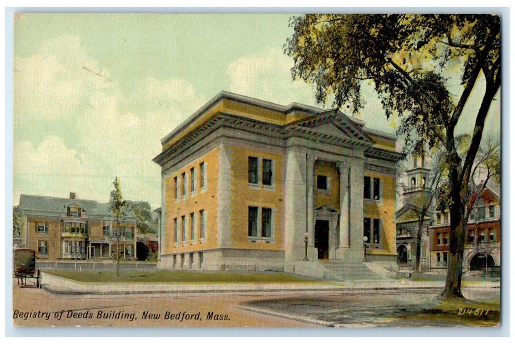 1910 Exterior View Registry Deeds Building New Bedford Massachusetts MA Postcard