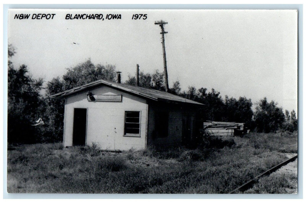 c1975 N&W Depot Blanchard Iowa Railroad Train Depot Station RPPC Photo Postcard