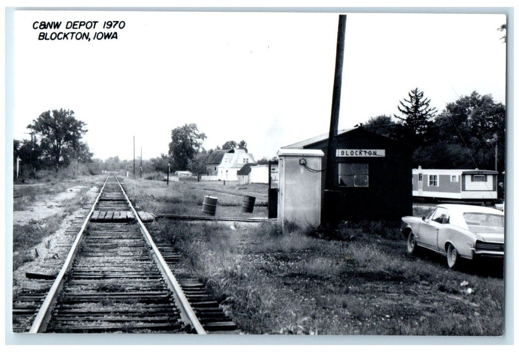 c1970 C&NW Depot Blockton Iowa Railroad Train Depot Station RPPC Photo Postcard