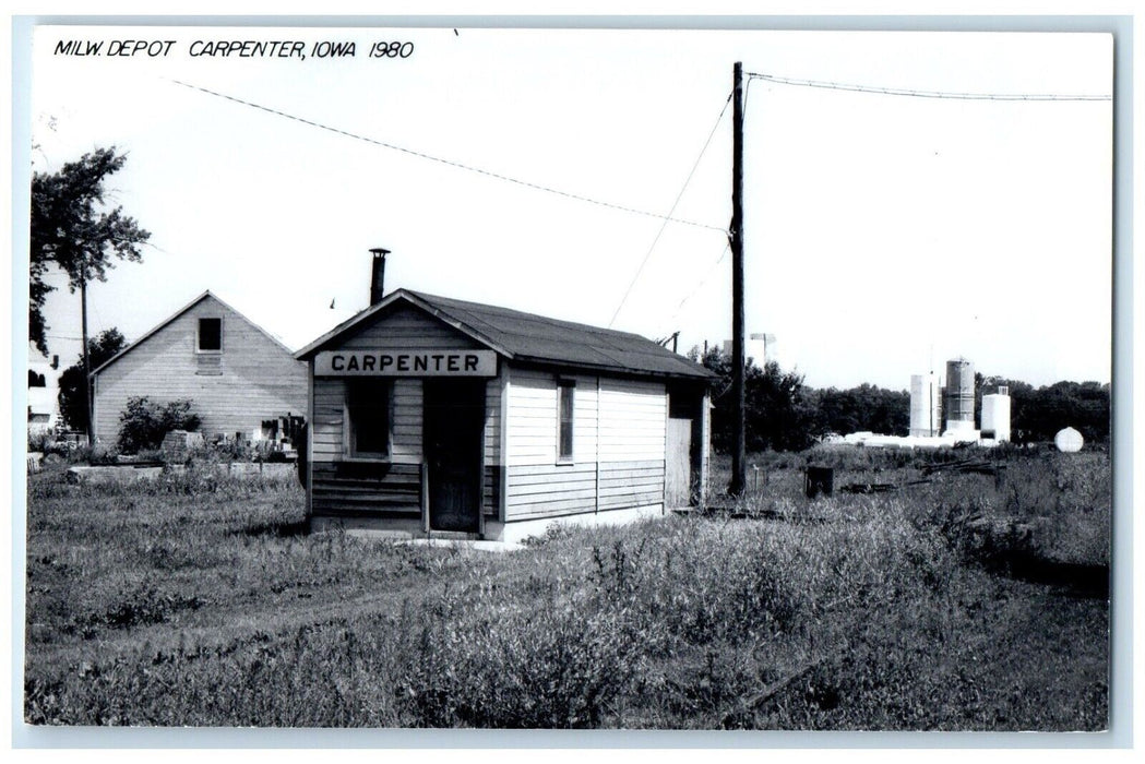 c1980 MILW Depot Carpenter Iowa Railroad Train Depot Station RPPC Photo Postcard