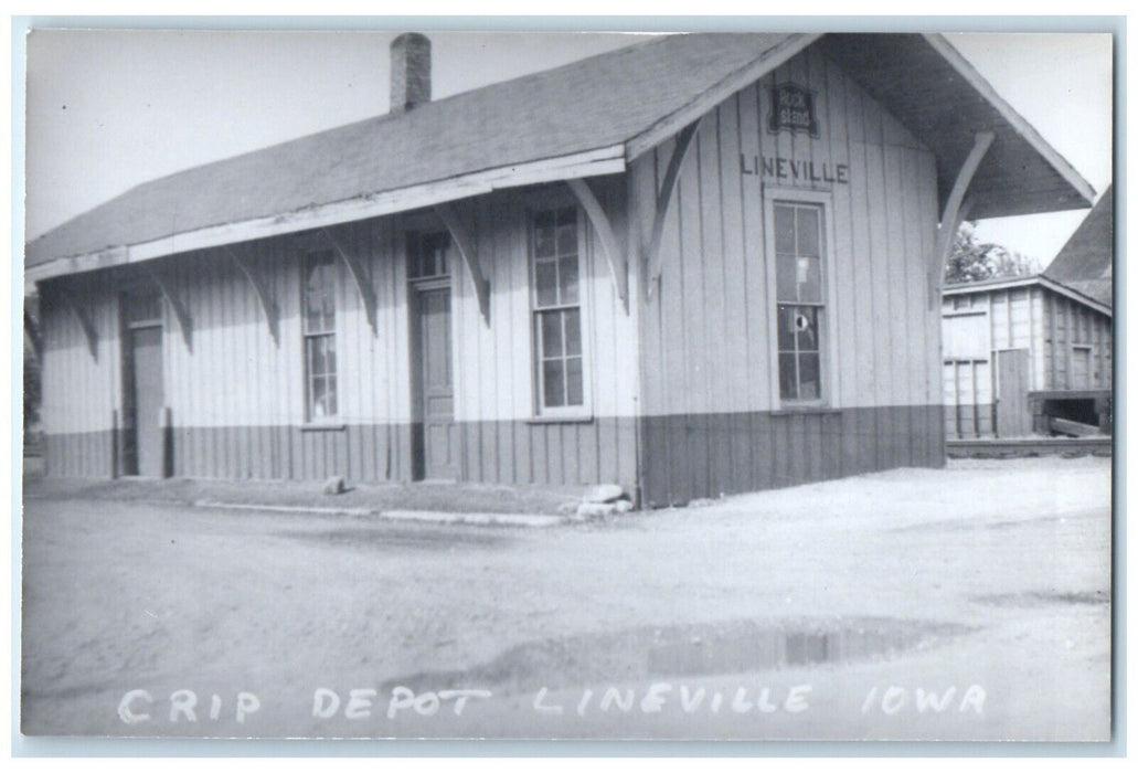 c1960 Crip Depot Lineville Iowa Railroad Train Depot Station RPPC Photo Postcard