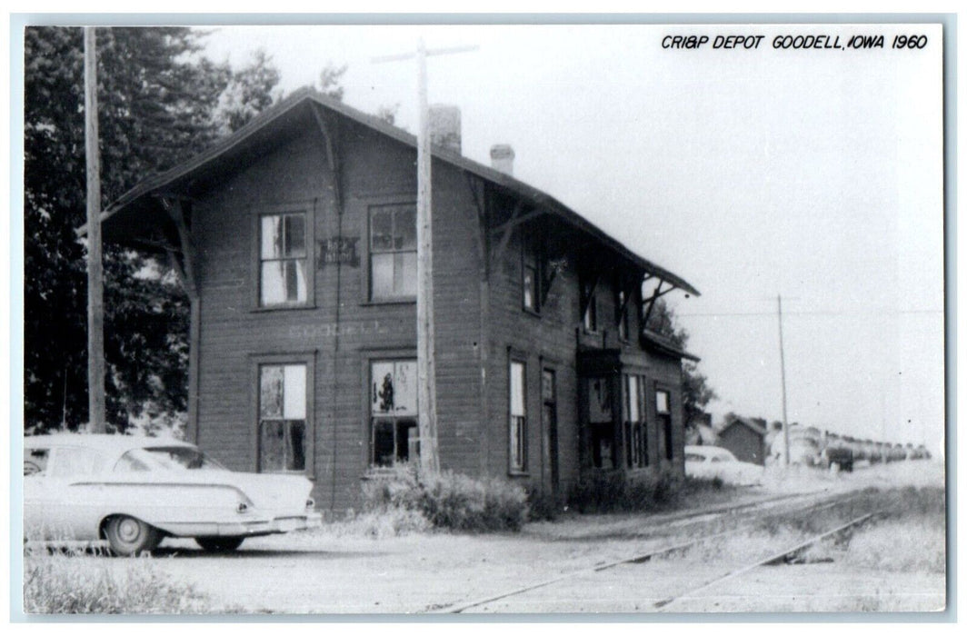 c1960 CRI&P Depot Goodell Iowa Railroad Train Depot Station RPPC Photo Postcard