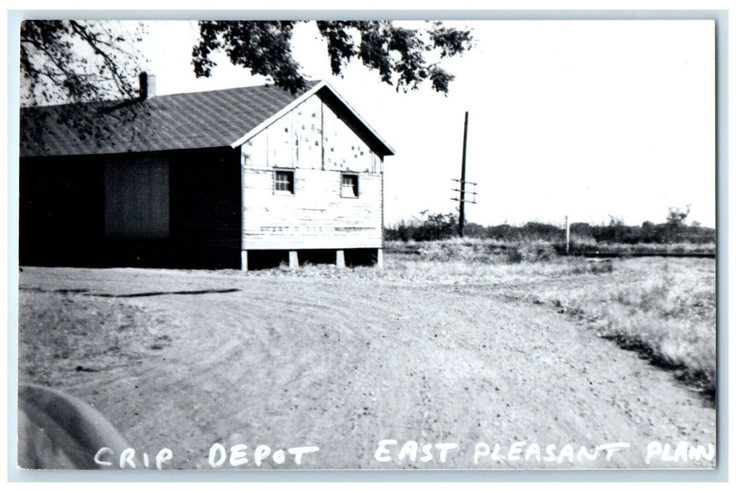 c1960 CRIP East Pleasant Iowa Railroad Train Depot Station RPPC Photo Postcard