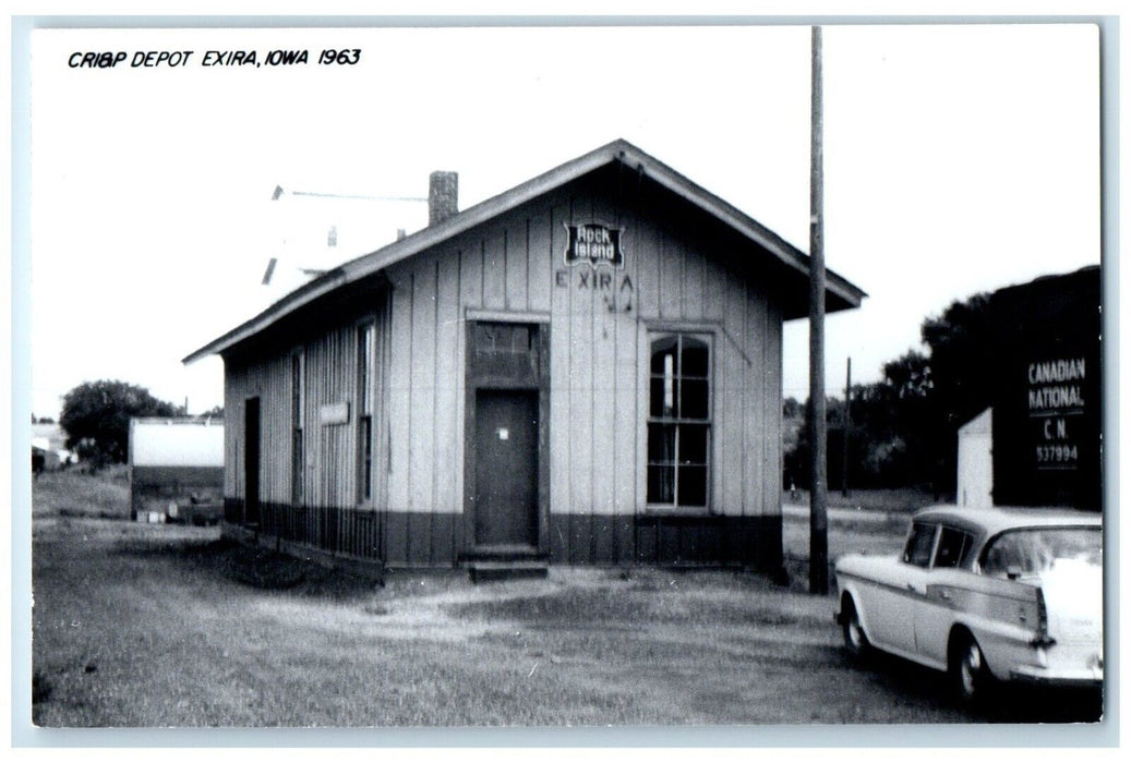 c1963 CRI&P Depot Exira Iowa IA Railroad Train Depot Station RPPC Photo Postcard