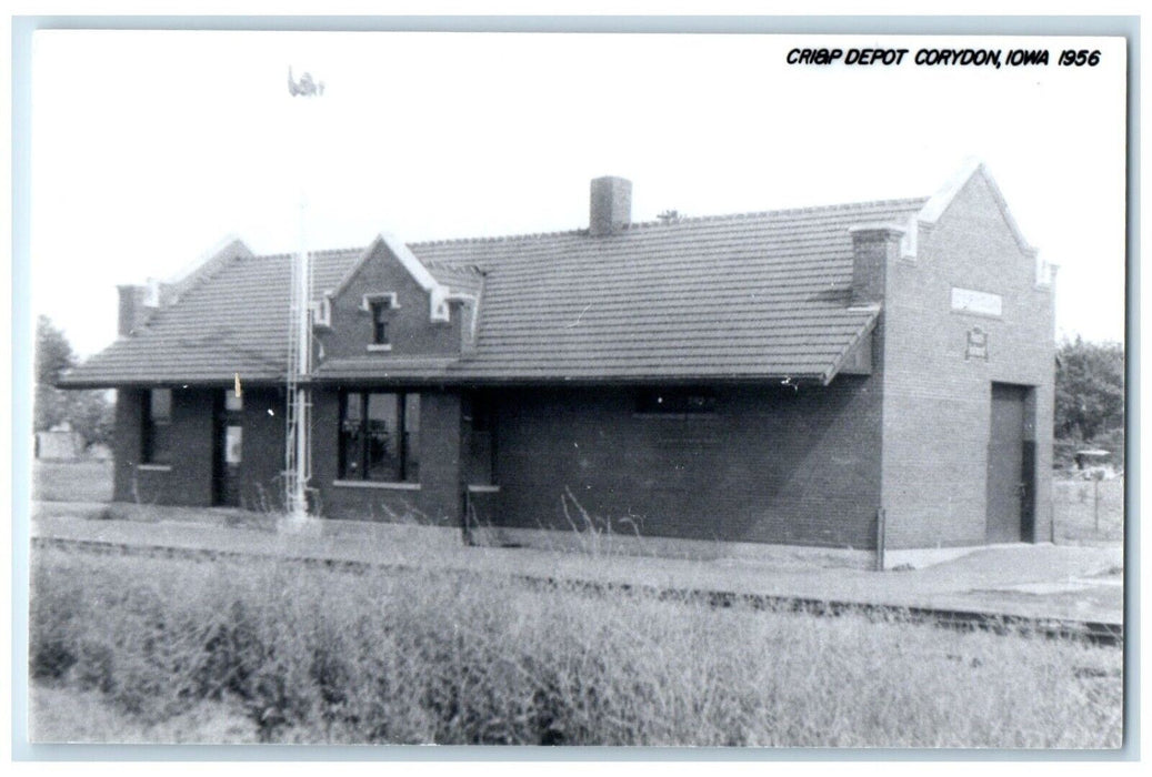 c1956 Cri&p Depot Corydon Iowa Railroad Train Depot Station RPPC Photo Postcard