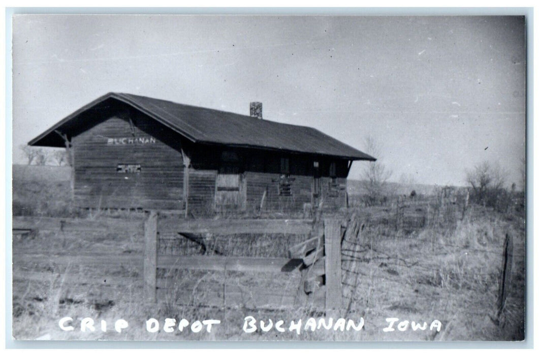 1960 Cri&p Depot Buchmanan Iowa Railroad Train Depot Station RPPC Photo Postcard