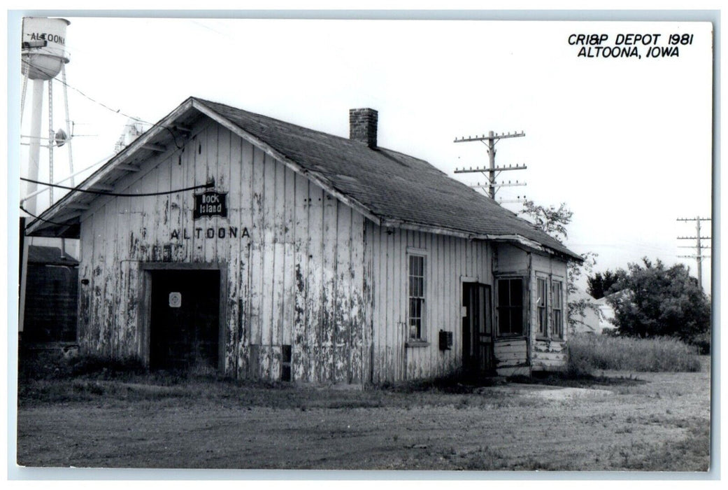 c1981 Cri&p Depot Altoona Iowa  Railroad Train Depot Station RPPC Photo Postcard