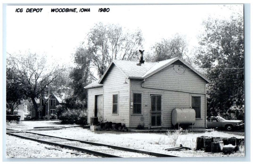c1980's  ICG Woodbine Iowa IA Railroad Train Depot Station RPPC Photo Postcard
