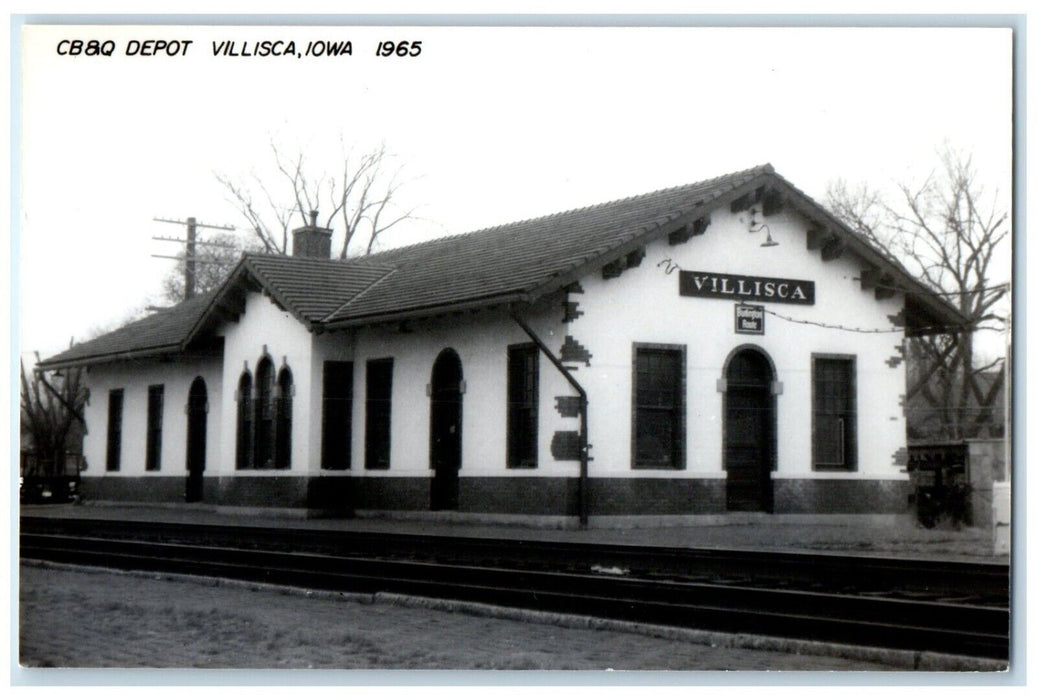 c1965 CB&P Depot Villisca Iowa Railroad Train Depot Station RPPC Photo Postcard