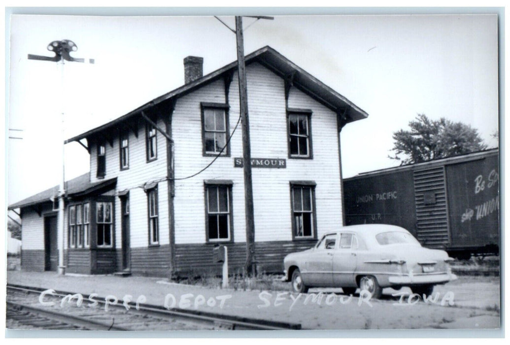 c1960 CMSPEE Depot Seymour Iowa Railroad Train Depot Station RPPC Photo Postcard